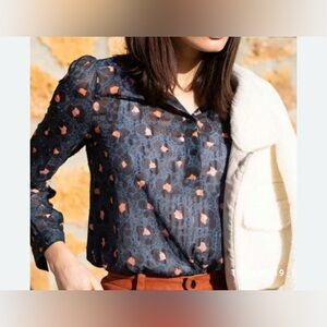 TheKorner Sheer Animal Print Blouse – Size Small (NWT)